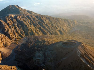 Summit view looking across the ash cone trekking Mt Meru route