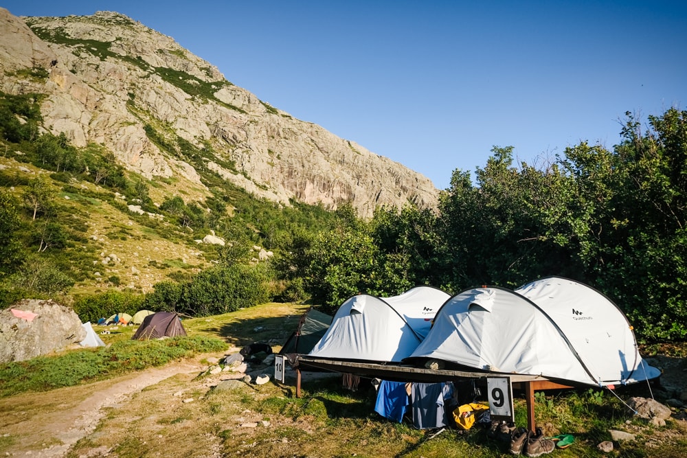 Is the GR20 the toughest trek in Europe? tents set up on the GR20, the toughest trek in Europe