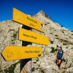 yellow trail signs along the GR20 in Corsica