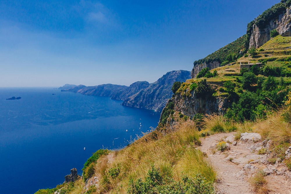 Amalfi Coast Trail view point while Hiking the Path of the Gods
