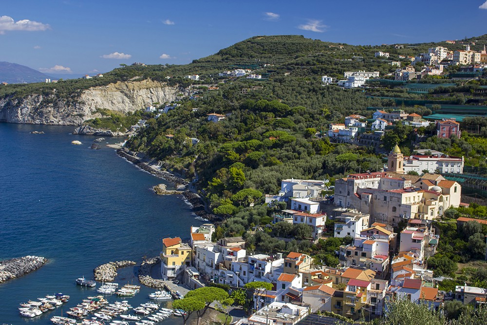 Positano on the Amalfi Coast which you'll see while Hiking the Path of the Gods